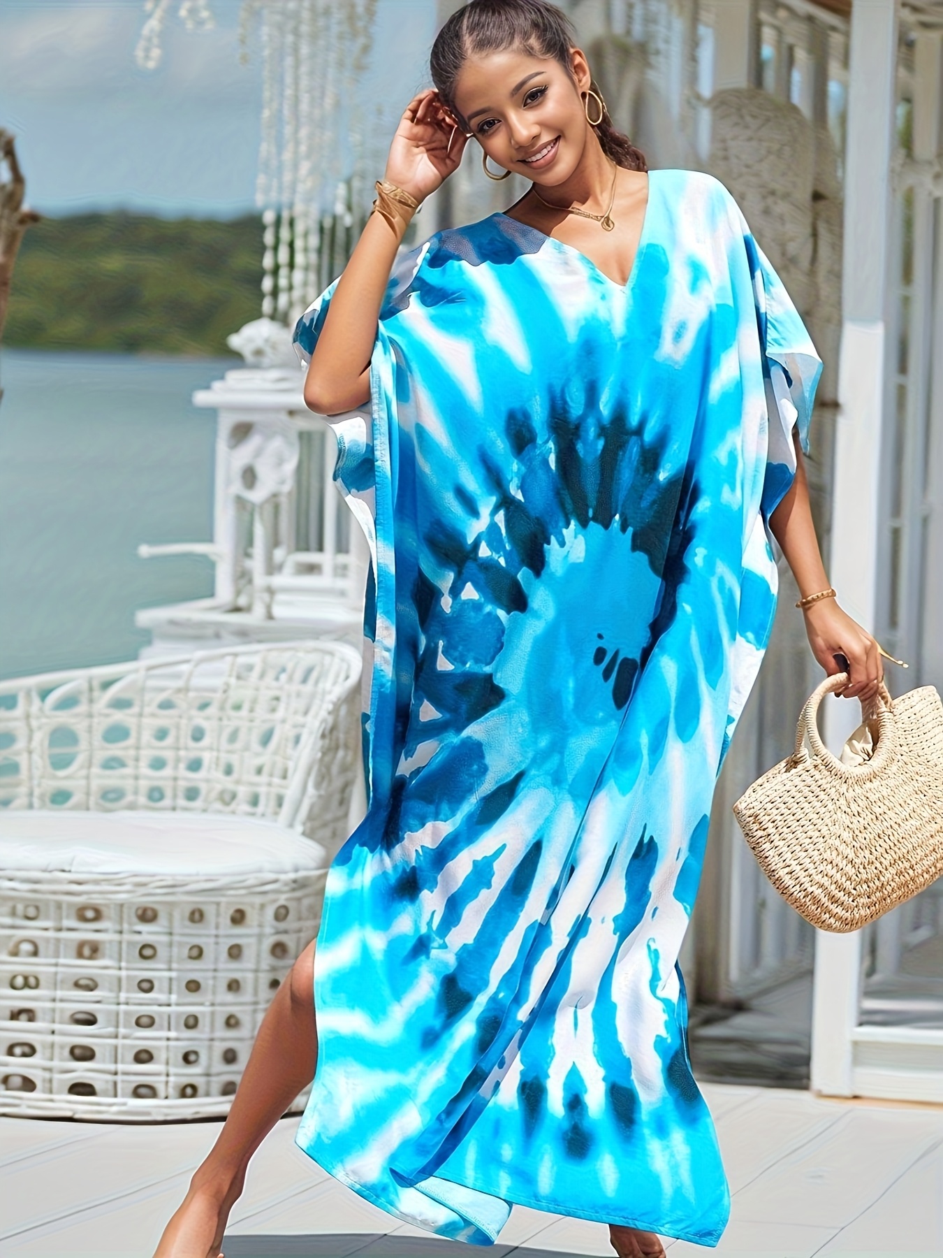knee length dresses for ladies Dolfin Women's Aquashape Solid Deep Scoop Swim Dress - Black main image 1