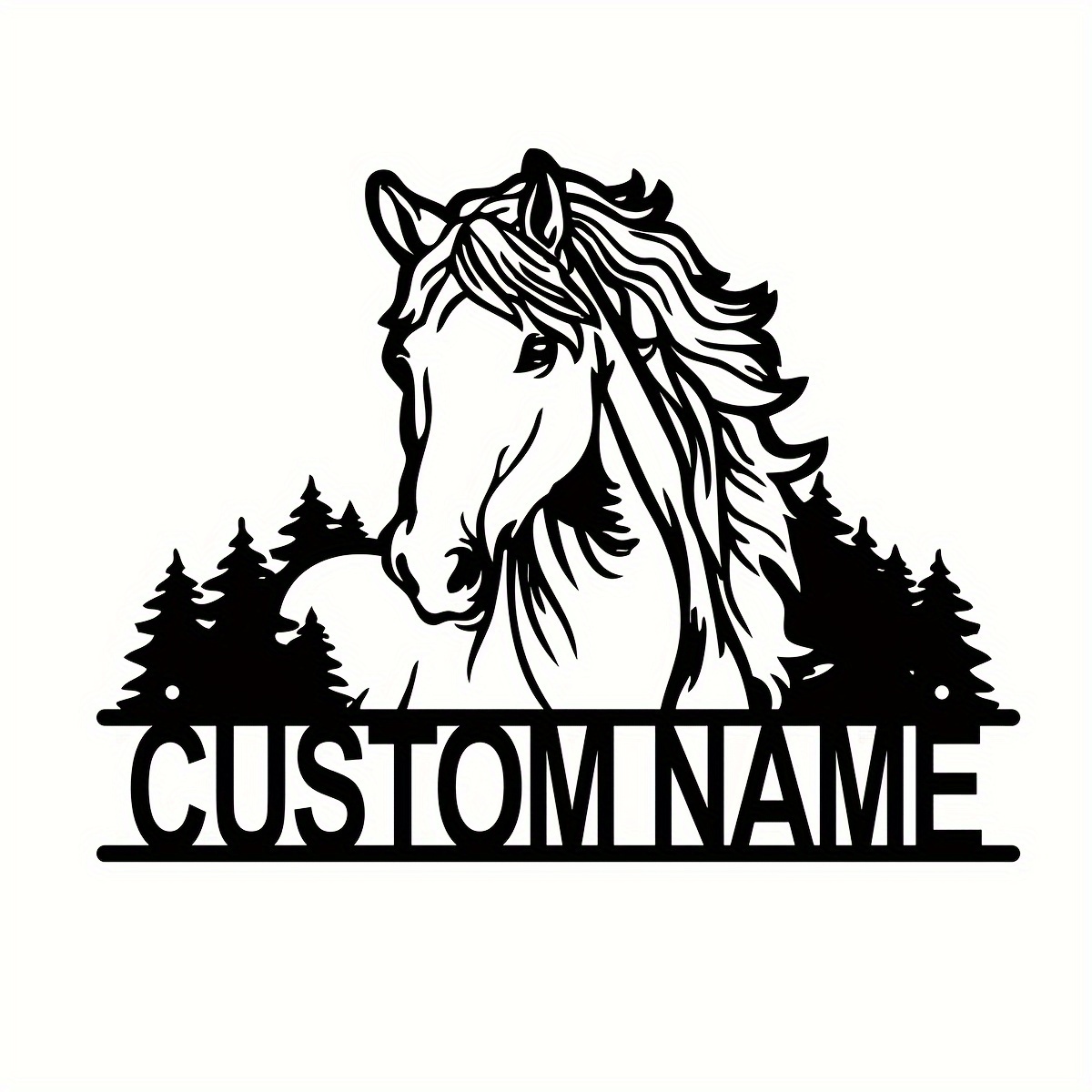 E-shop Personalisiertes Wanddekor aus Metall Pferdes - Vintage-Schild mit individuellem Namen für die Dekoration von Zuhause, Bauernhaus, Wohnzimmer,