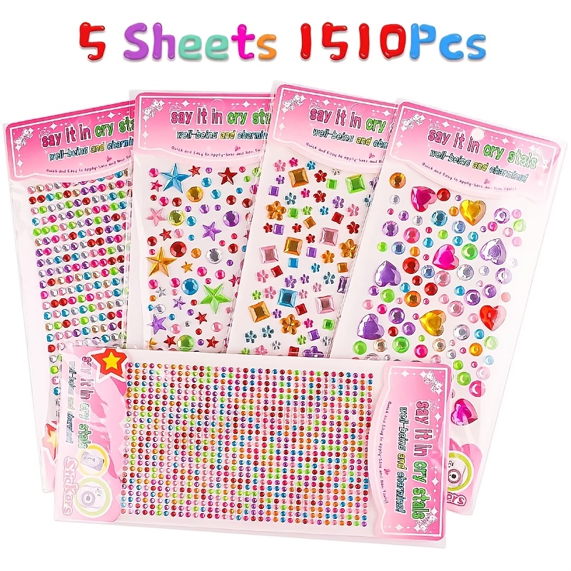 1510pcs Rhinestone Stickers, Gem Stickers, Self Adhesive Jewel Stickers, Bling Gems For Crafts, Stick On Gems For Makeup, Eye, Nail, Acrylic Bling Stickers