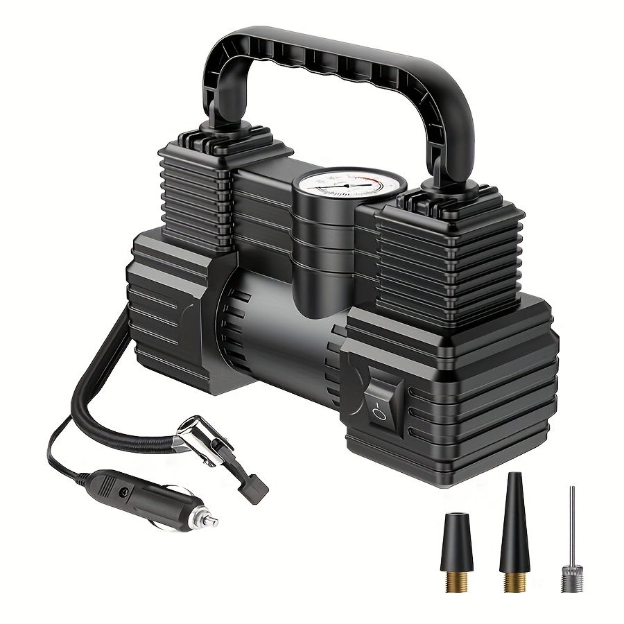 TEMU Portable Air Compressor For Inflating Tires, Equipped With Pressure Gauge, Suitable For , Bicycle, Motorcycle, And Ball Tires., , Easy To Carry,