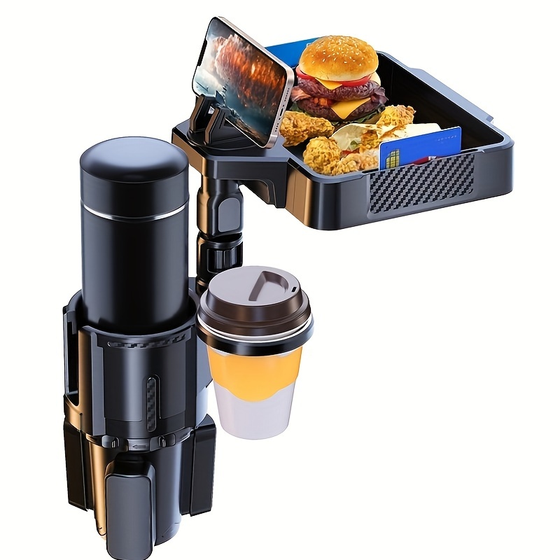 TEMU 1pc 3 In 1 Multifunctional Car Cup Holder Expansion, Food Tray, Car Phone Holder, Water Bottle Holder With Adjustable Base