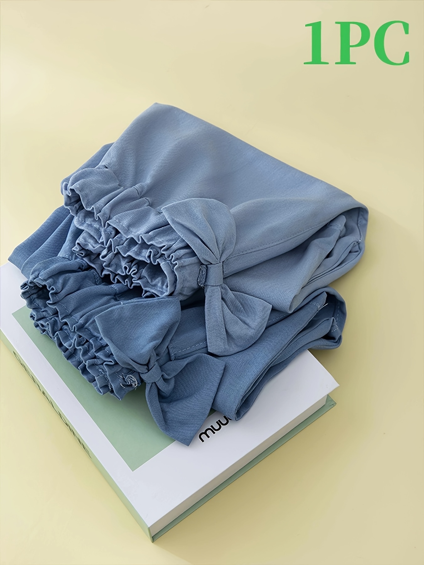 girls' light blue wide leg pants summer thin capri pants bow