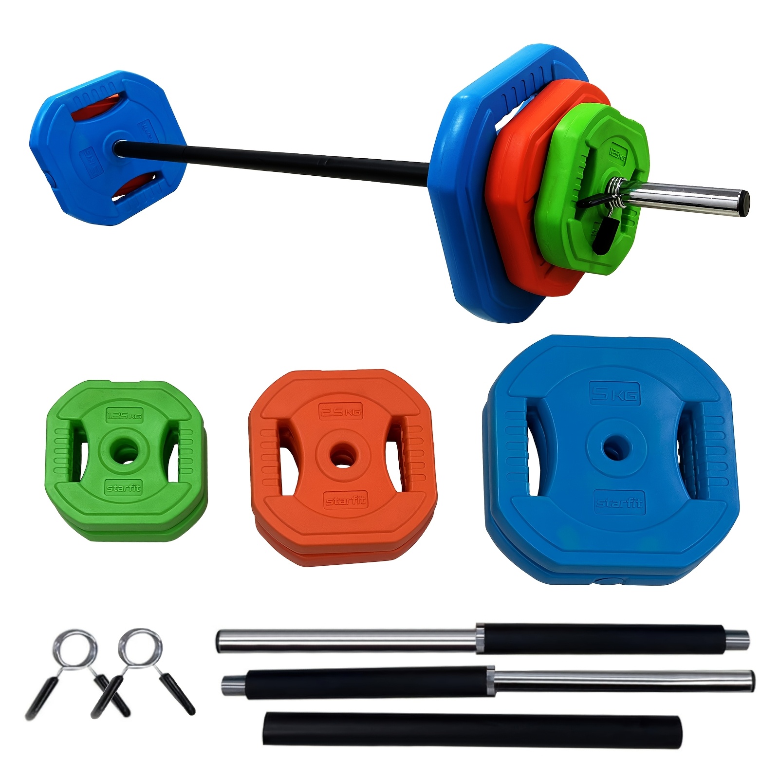 [Adjustable Barbell Weight Set] Multi-Color Adjustable Barbell Weight Set, PU Material - Ideal for Home and Gym Workouts, Gym Accessories, Free Weights