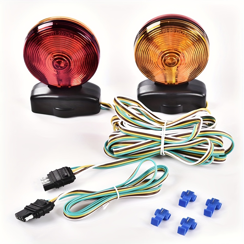 TEMU A Pair 12v Magnetic Towing Trailer Light Kit Led Tow Trailer Lights Brake Tail Signal Fit For Towing Trucks//rv Led Magnetic Trailer Lighting Towing Lights
