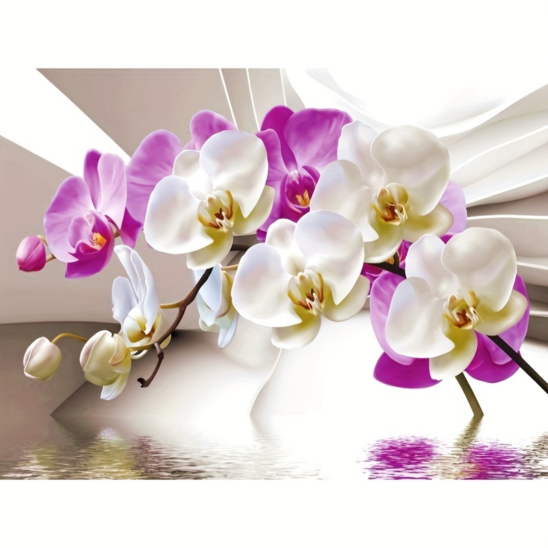

Diy 5d Diamond Painting Kit - Butterfly Orchid Design, Full Drill Round Acrylic Diamonds, Frameless Art & Craft Set For Home Wall Decor, Perfect Surprise Gift