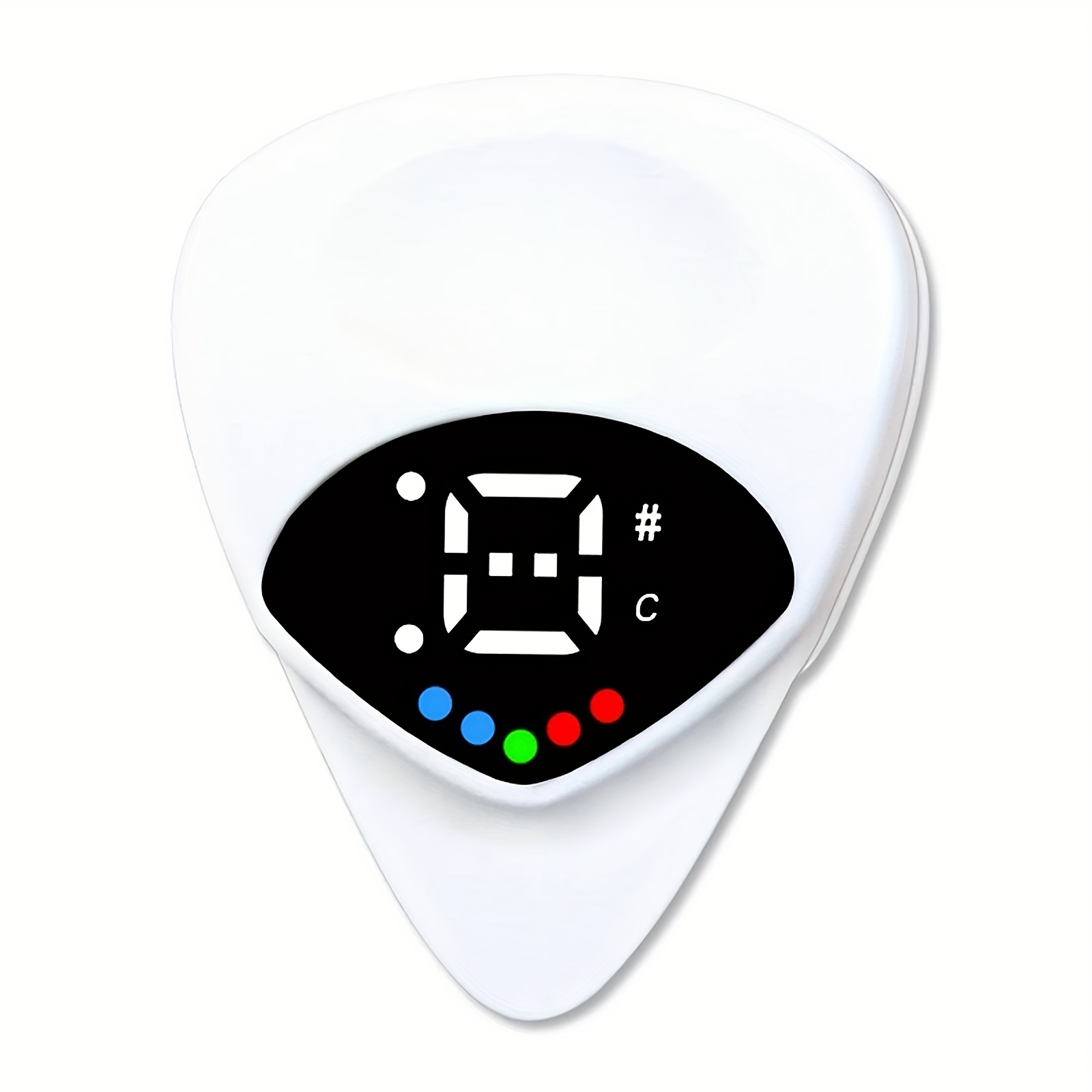 QiJiStar 2-in-1 Guitar Pick & Tuner - Portable, Multi-Purpose Pitch Calibrator for Folk Guitars and Ukuleles, 12-Tone Equal Temperament, Battery Powered, White ABS Resin