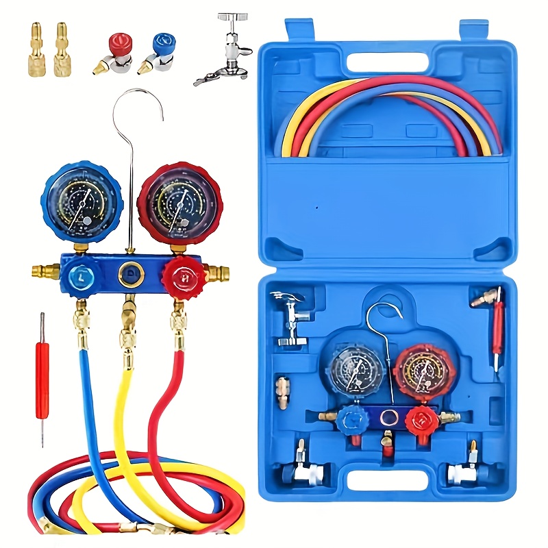 

Ensemble de diagnostic de climatisation de : Kit d'outils de réfrigérant R22/R134a/R410A/R404A pour la réparation automobile