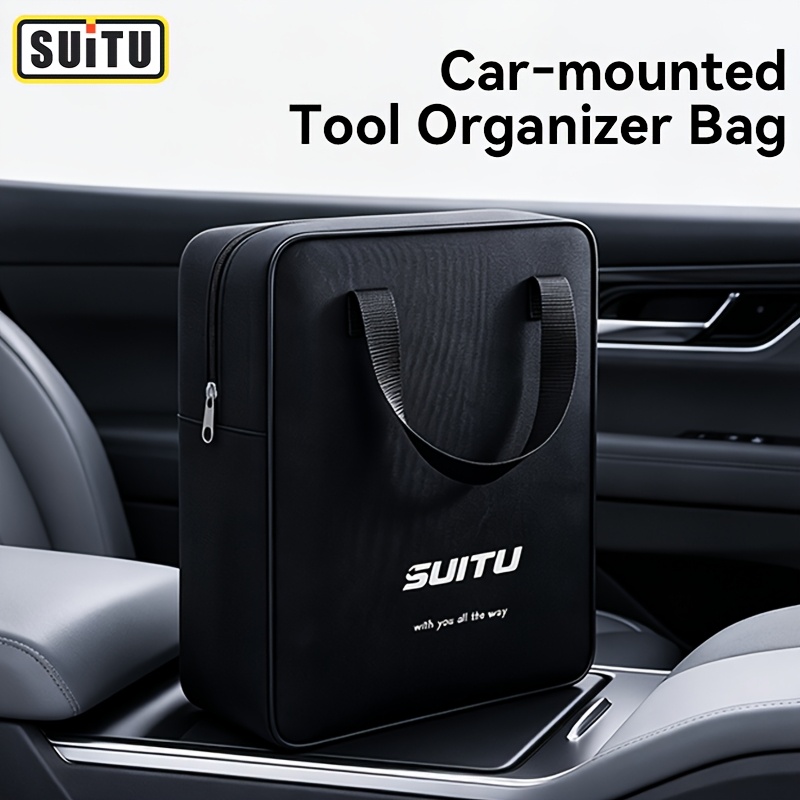 TEMU Suitu Emergency Bag, Large-capacity Car Organizer For Air Compressor & Tools, Portable With Reinforced Handles, Durable Zippers, , Essential For