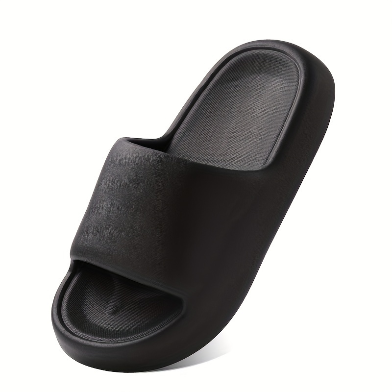 

Men's Solid Color Open Toe Breathable Slippers, Comfy Non Slip Casual Durable Eva Slides For Men's Indoor Activities