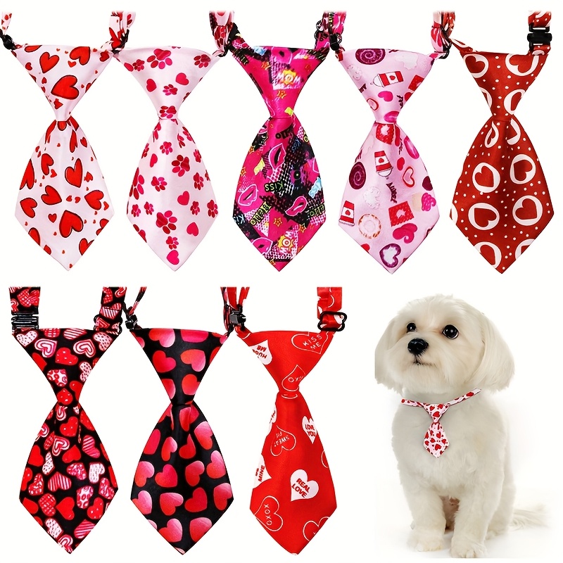 

1pc Adjustable Valentine's Day Pet Bow Tie - Romantic Red Heart Pattern, Of All Sizes, Ideal For Weddings, Parties & Photo Props, Nylon, Gift, Valentines Decorations