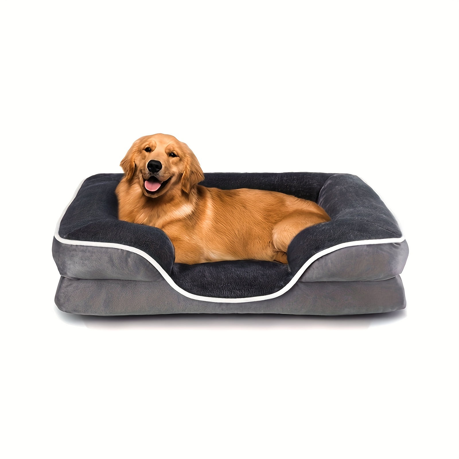 

Soft & Cozy Dog Bed For Medium/big Dogs, Refillable W/ Removable Washable Cover & Liner, For Dogs Up To 90 Lbs - Plush Faux Fur Square Bed, 4 Sizes And 2 Colors For Choice