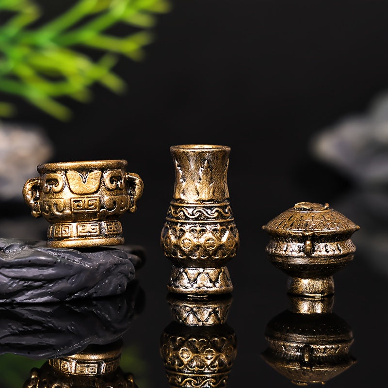 3pcs Home Retro Bronze Model Ornaments Suitable For Doll Houses. Holiday Decorations, Creative, No Electricity Required
