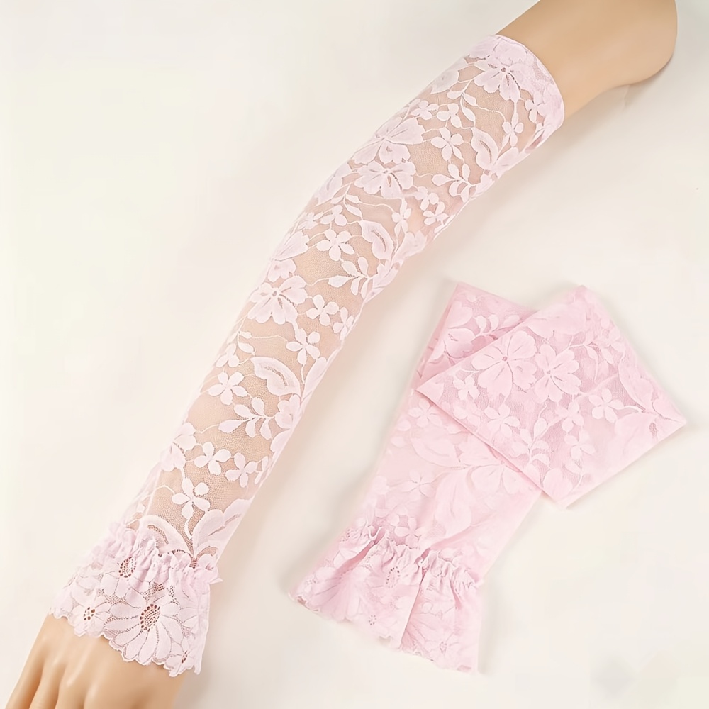 TEMU 1 Paire de Manchons Longs en Dentelle , Manchons en Transparente Style Victorian, Gants de Mariée Élégants, Poignets Décoratifs Vintage pour