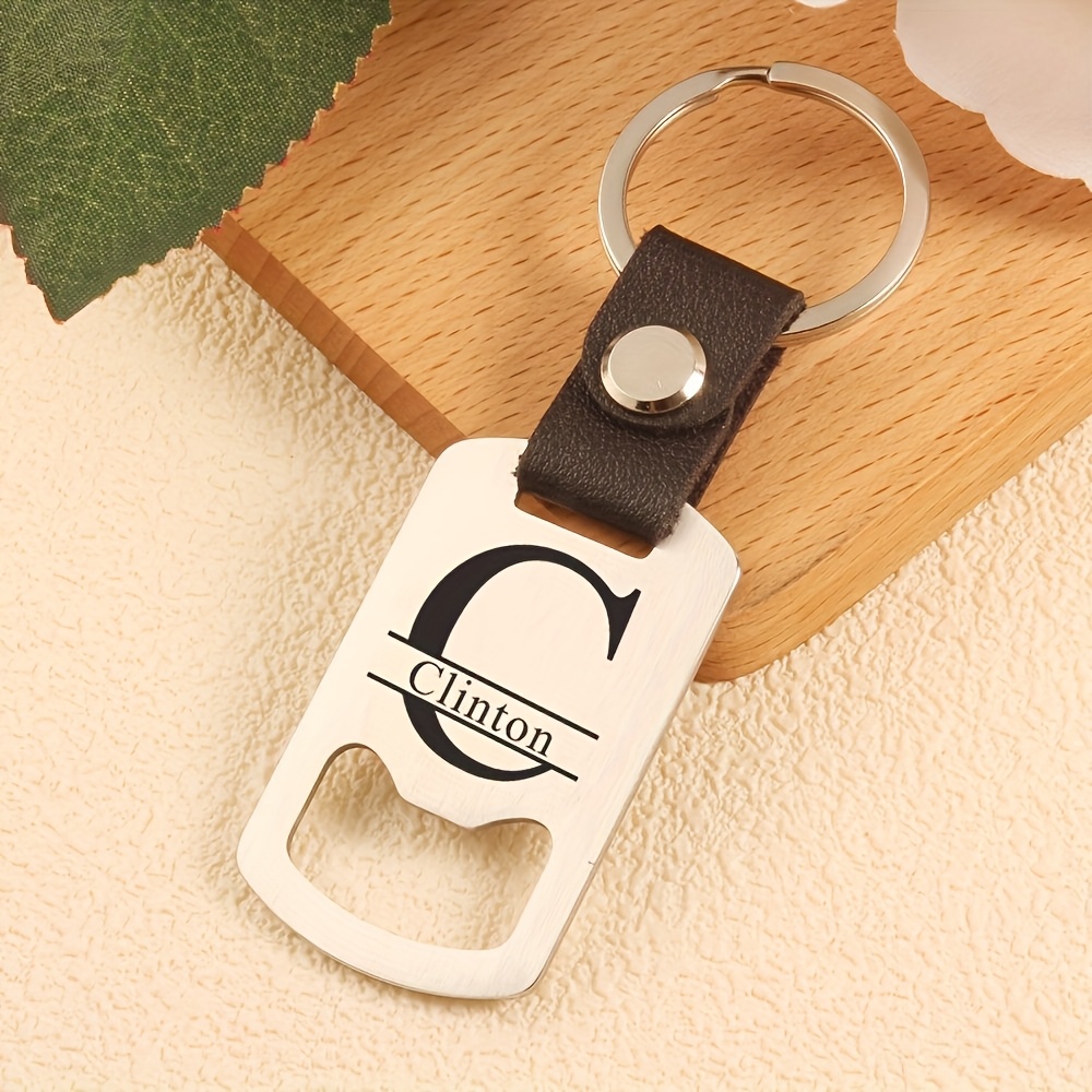 Custom Stainless Letter And Personalized Content Bottle Opener Keychain, Fashionable Functional Design Ideal Gift For Father Or Elderly, Father's Day Christmas Present