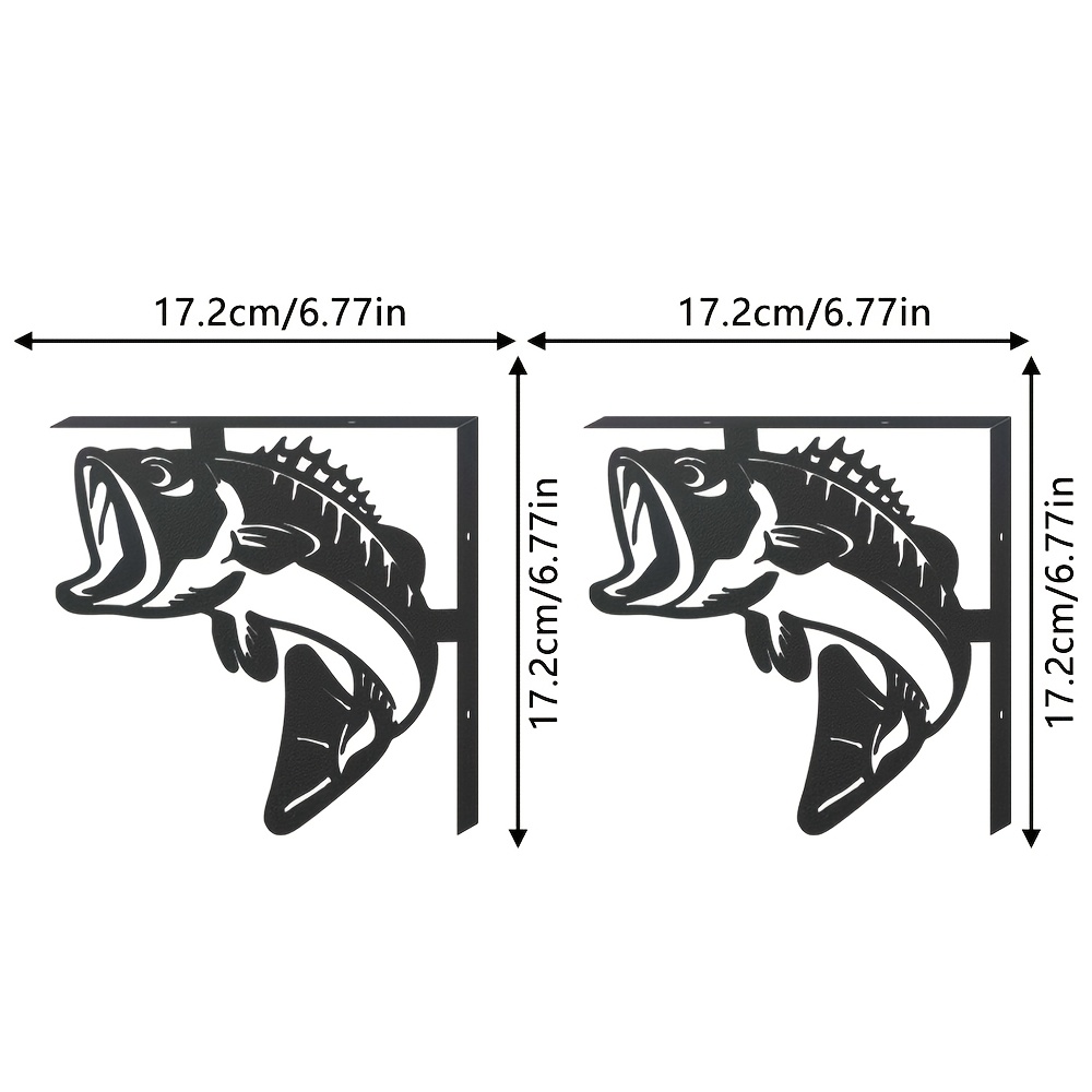 TEMU 2pcs Étagère Métallique Poisson avec Support Métallique de L, de Place, Nécessite un Montage Mural (Perforation Requise), Convient pour le