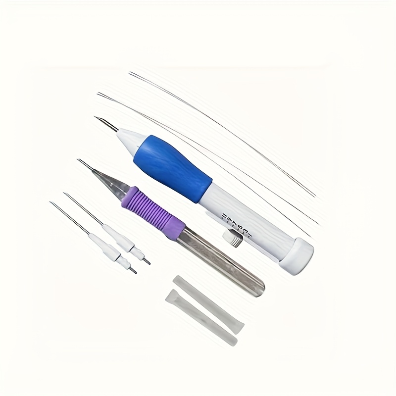 7pcs Embroidery Hole Needle Kit, Magic Embroidery Pen With 4 Sizes Of Needles, Suitable For Knitting, Sewing And Splicing Craft Tools For Beginners