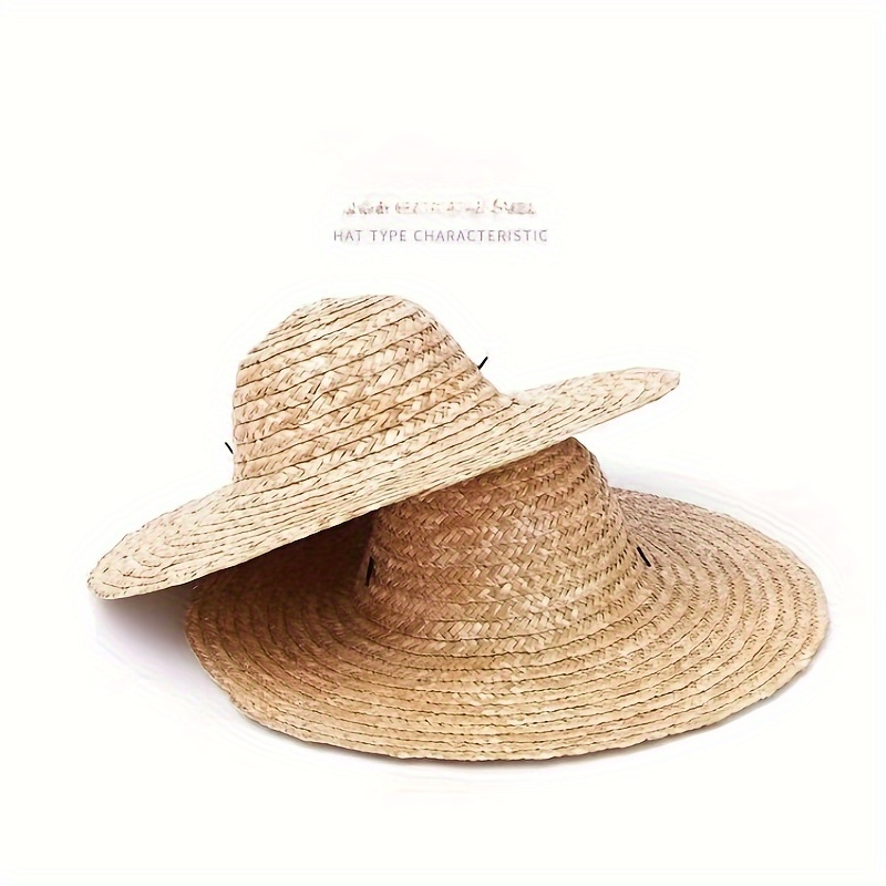 

Men's Handmade Natural Straw Wide Brim Sun Hat, Breathable Paper Grass Weave, Lightweight Summer Beach Hat With Unique Design