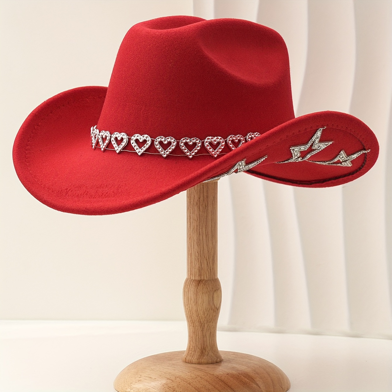 Felt Fedora Cowboy Hat with Rhinestones, Adjustable Fit, Sun Protection IZUS Western Cowboy Hat for Women Gus Outback Felt Hats  main image 3