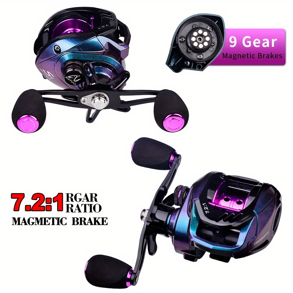 

1 Alloy Baitcasting Fishing Reel, 7.2:1 Gear , 10kg Resistance, Smooth & Sensitive For Hand Use, Interchangeable , Magnetic - Freshwater & Saltwater Fishing, Fishing