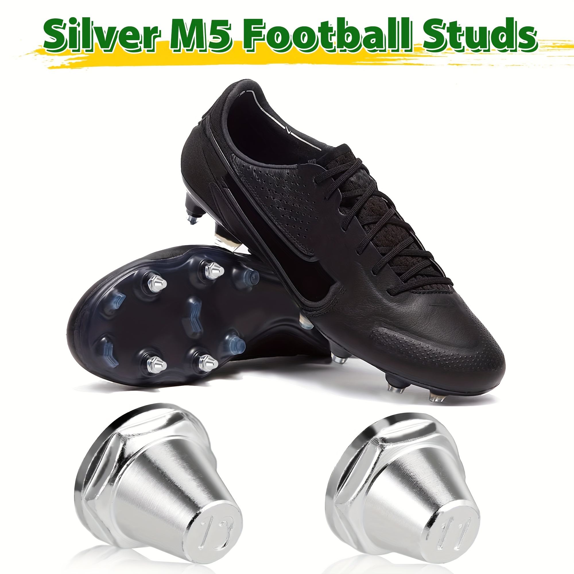 Pack of 12 Screw Studs Football Replacement Studs with Stud Wrench Metal  Replacement Studs for Football Boots, Sizes, 11mm, 13mm