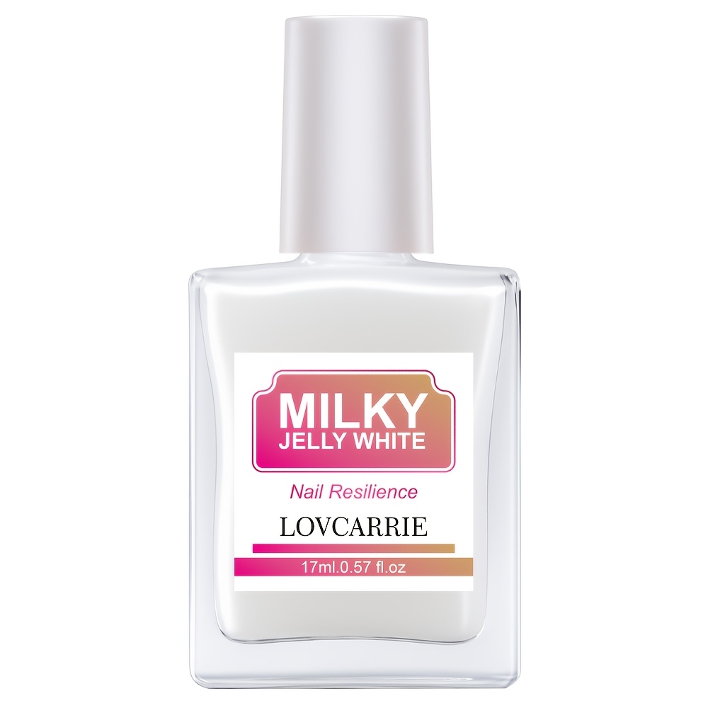 Image of Lovcarrie Icy Clear Jelly Milky White Nail Strengthener & Hardener 17ml, Fast Natural Quick-drying, Long-lasting Transparent Gloss, Nail Concealer, Suitable For All Nail Types