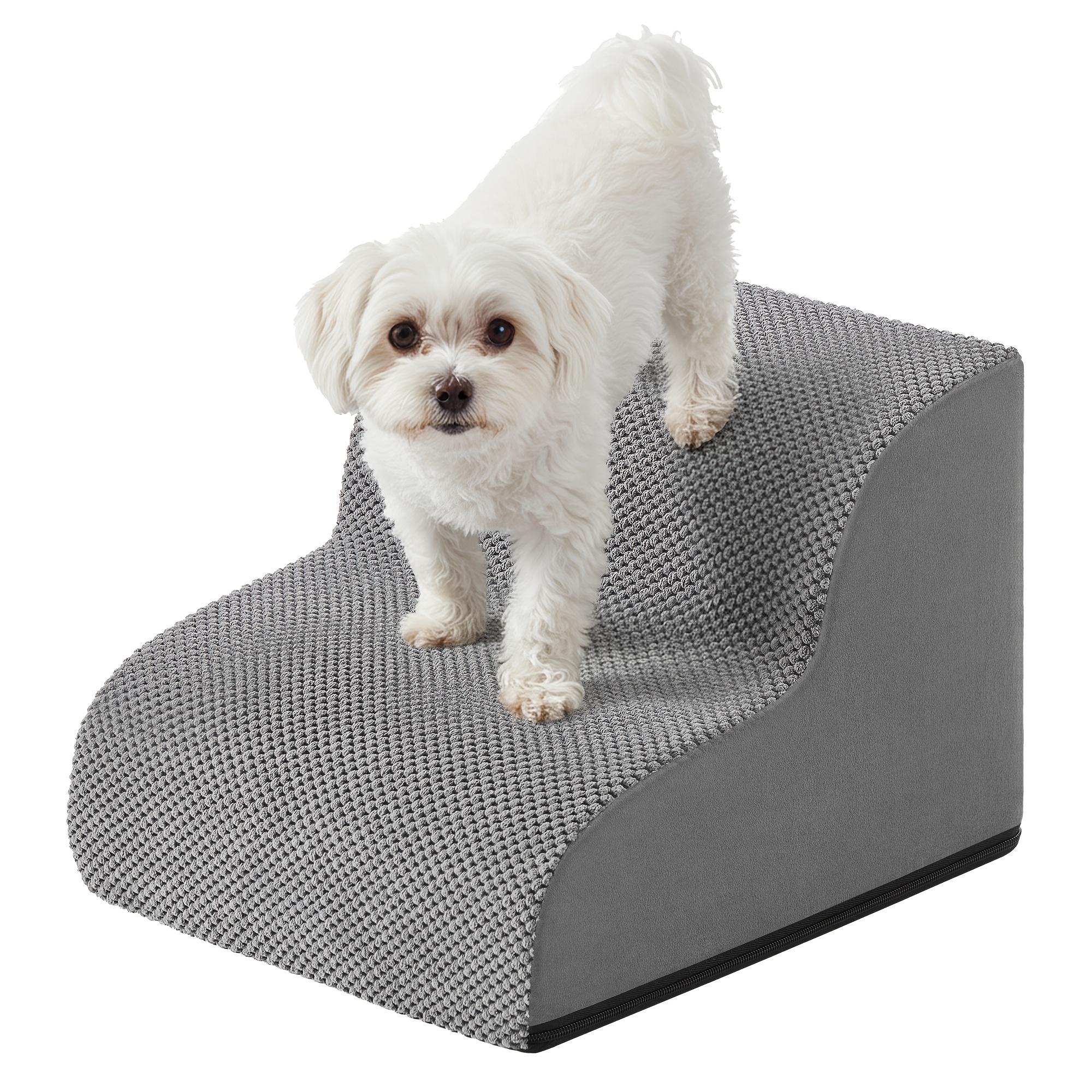 TEMU Hundetreppe, 2/3/4 Stufen, Waffelkordel, Haustiertreppe, für Bett, Sofa, rutschfest, geringe Neigung, abnehmbarer, waschbarer Bezug, Griff
