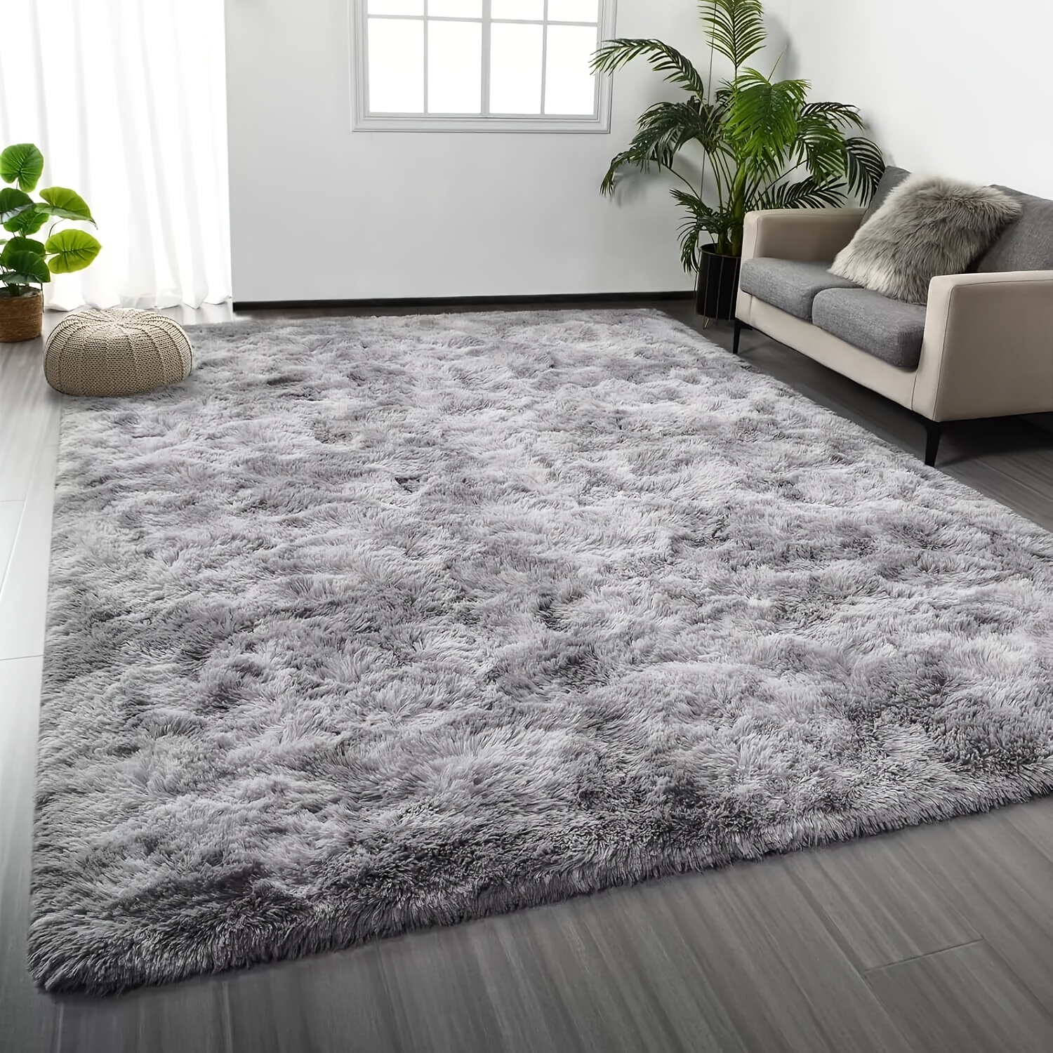 TEMU 1pc 230x160cm Fluffy Rugs Large Shaggy Rug Bedroom Living Room Anti Slip Soft Carpet Floor Mat, Home Decor, 7.55ft X 5.25ft