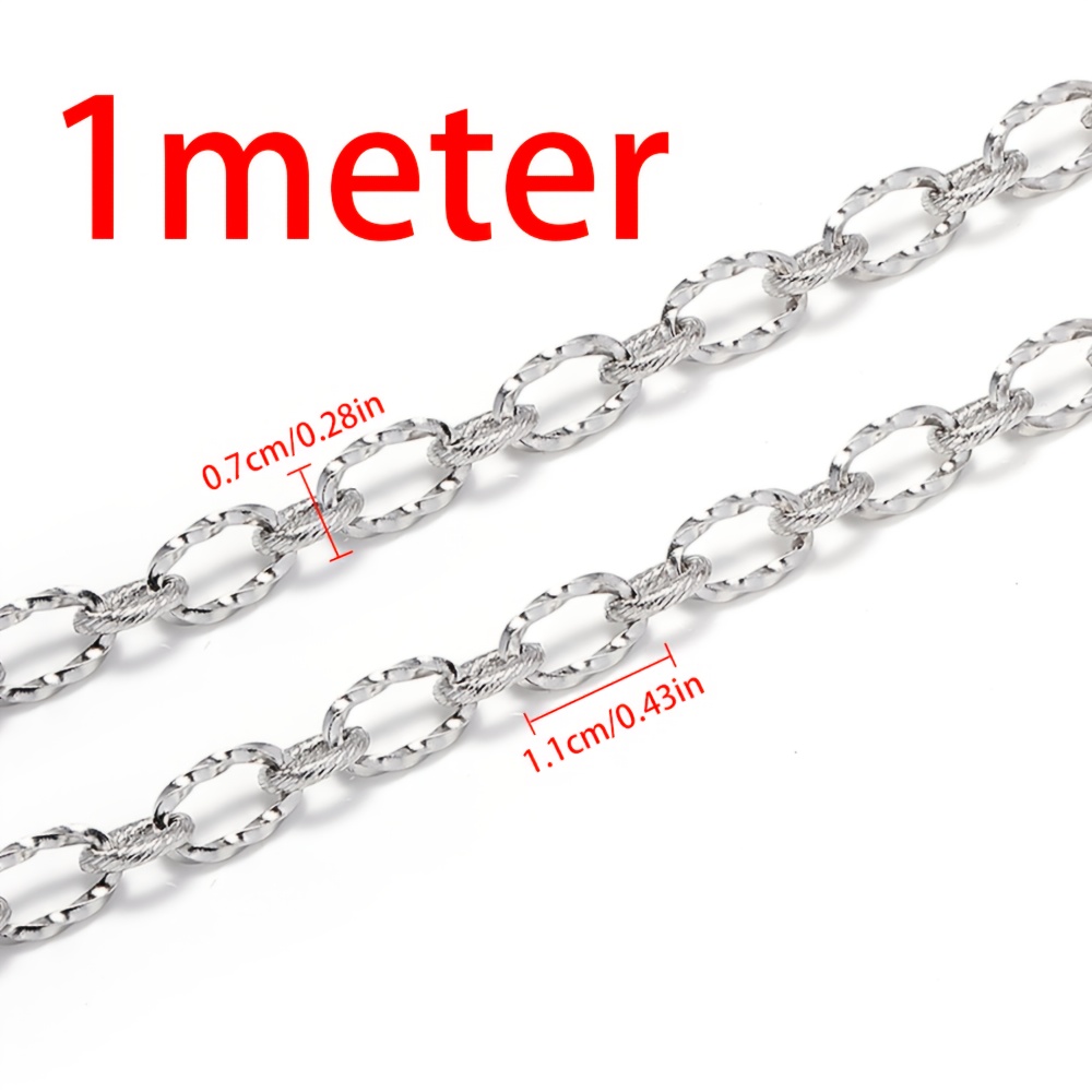 1-meter Stainless Steel Embossed Twisted Thick Chain, Necklace And Bracelet Making Supplies For Men's Accessories