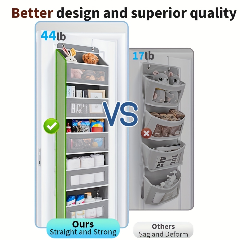 5 tier storage   tier door storage box hanging door storage box with 5 large capacity pockets anti tilt 44 pound load back of door storage box for bedroom bathroom pantry youngsterss room storage and collection use details 1
