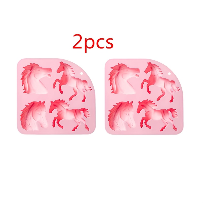 TEMU 3d Horse Silicone Mold 4 Cavity Animal Shape Baking Tray For Cake Chocolate Candy Party Supplies Diy Kitchen Tools