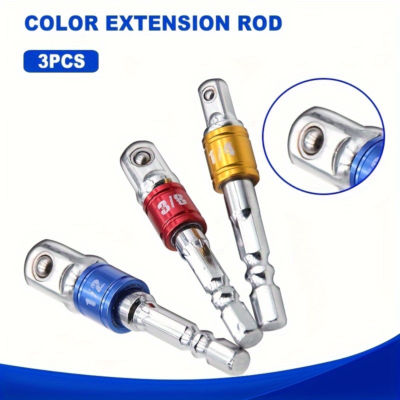 

3pcs Set Of Hexagonal Screw Wind Conversion Shafts 1/2 Square Head 3/8 Sleeve 1/4 Electric Drill Use