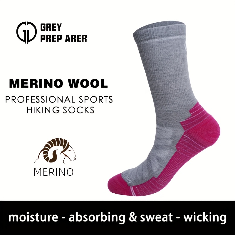 Image of 1 Pair Outdoor Women's Merino Wool Socks, Women's Hiking And Trekking Sports Sweat-absorbent Quick-dry Thin Socks