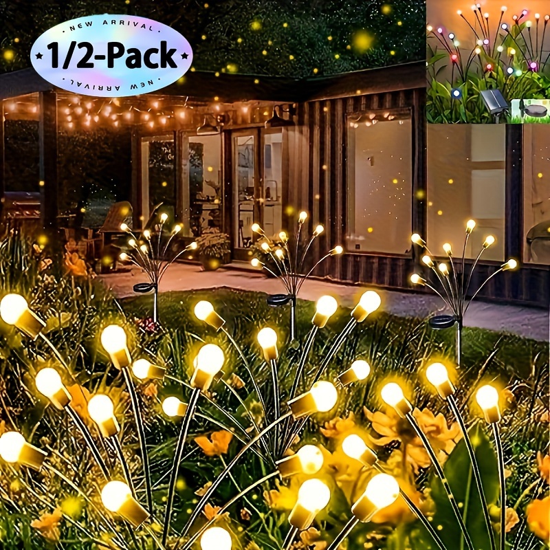 

6 Led Fibrave Solar Lights - Wind-swaying, Outdoor Decor With Warm White/ Options For Patio & Yard, Christmas Decor