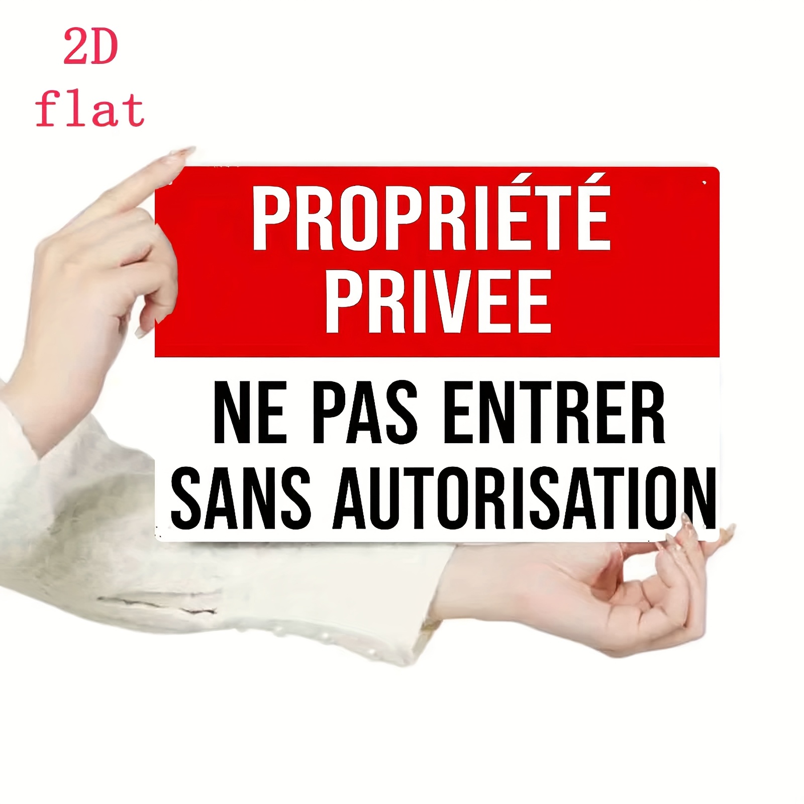 TEMU Plat 2D, Plat 2D - Une Plaque Vintage Française en Fer 2D sur est écrit « Propriété Privée, Interdiction d'Entrer », Adaptée pour la Décoration