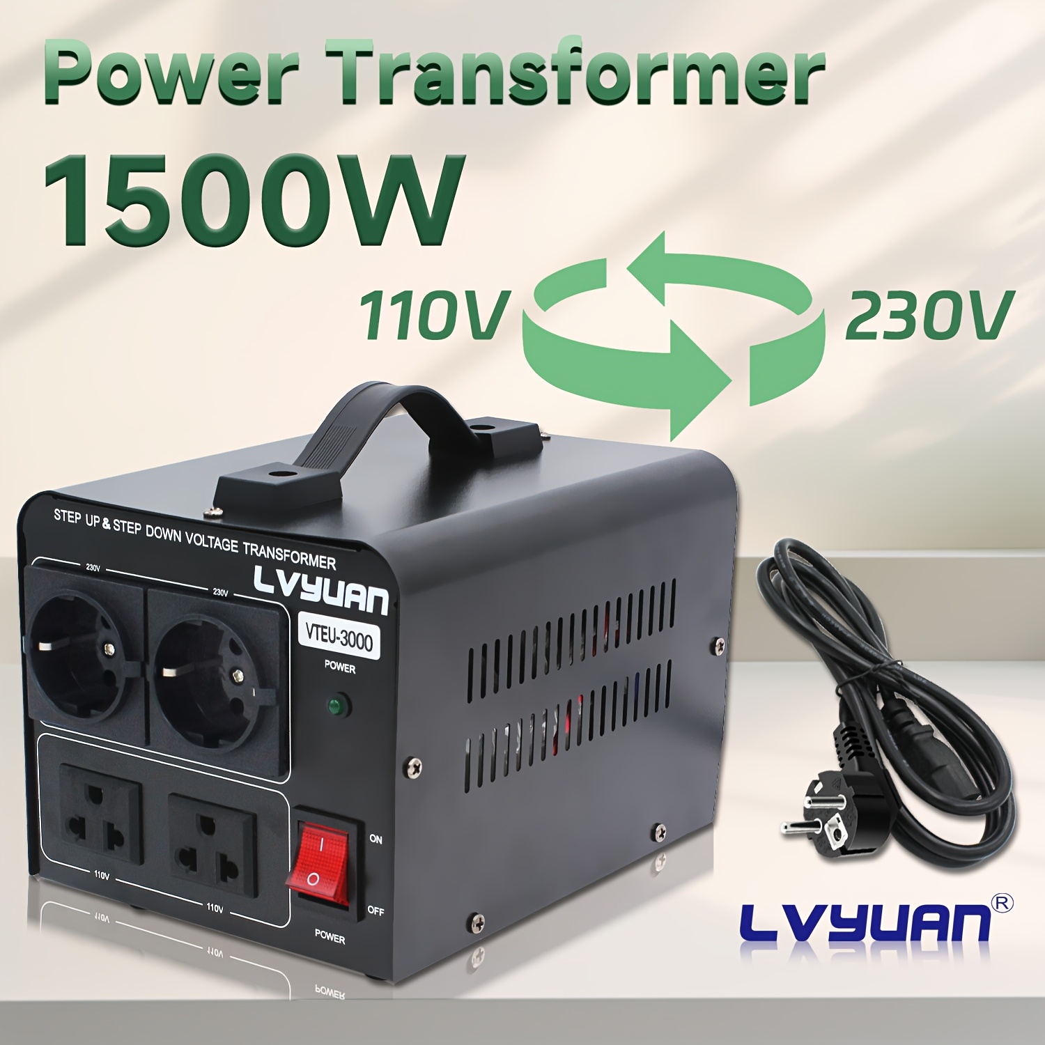 Convertitore Tensione 110V 220V Trasformatore Di Tensione 3000W Step Up/down, Convertitore 110V↔220V, 4 Prese, Marca Lvyuan Epever Inverter - Foto 3