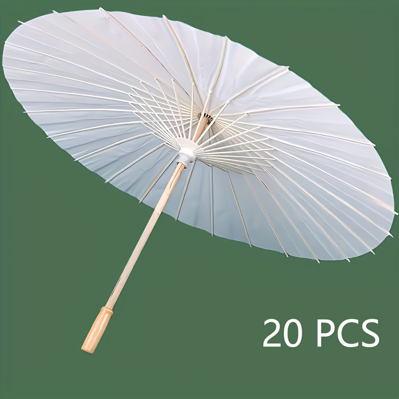 TEMU 20/10 White Paper Umbrella 23 Inches 10-rib Chinese-japanese Decorative Umbrella - Wedding, Bride Party, Diy Oil Painting For Photography -