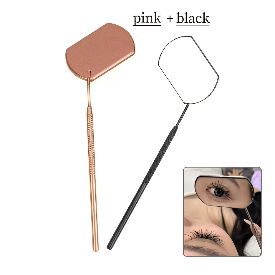 TEMU Lot de 2 miroirs d'inspection portables pour extensions de cils, grand d'observation en acier inoxydable, outil pour extensions de cils, de
