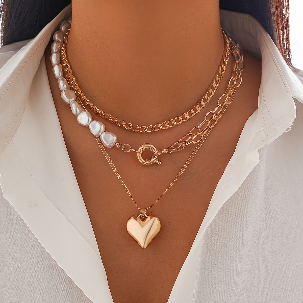 

Bohemian Style Fashion Bead Chain Necklace With Heart Pendant, Suitable For Elegant Ladies At Banquets And Parties, A Versatile And Stylish Gift