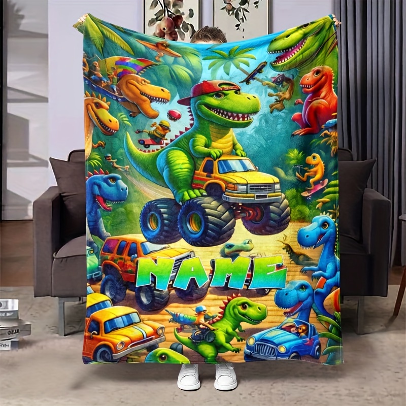 

Couverture en Personnalisée avec Camion Dinosaure - Douce, Confortable et Chaude pour Canapé, Lit, Bureau et Voyage - Cadeau Toutes