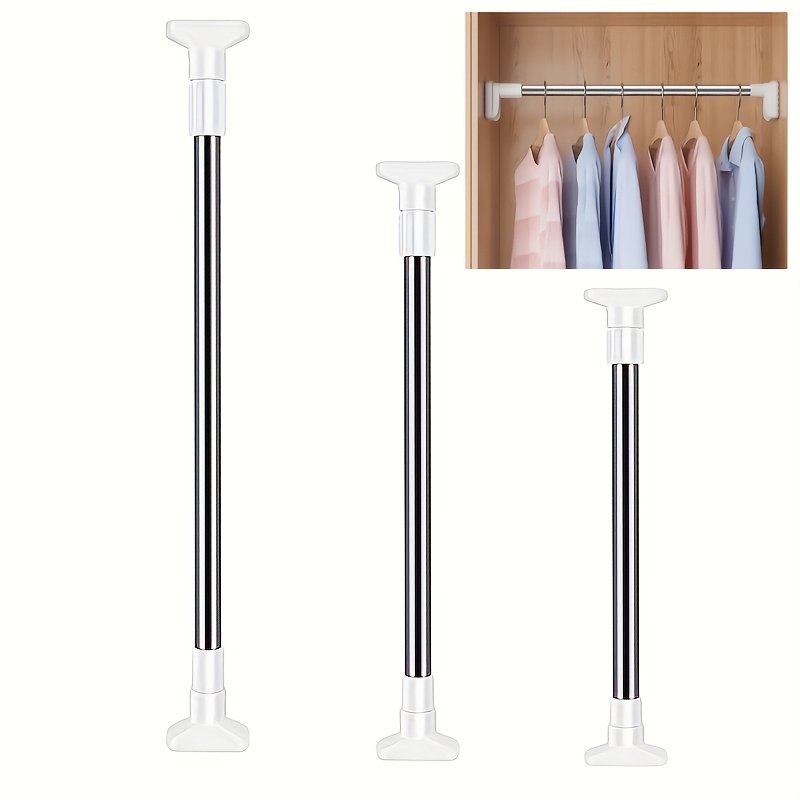 

-install - Telescopic Rod - No Required, For Curtains, Drapes & - Steel