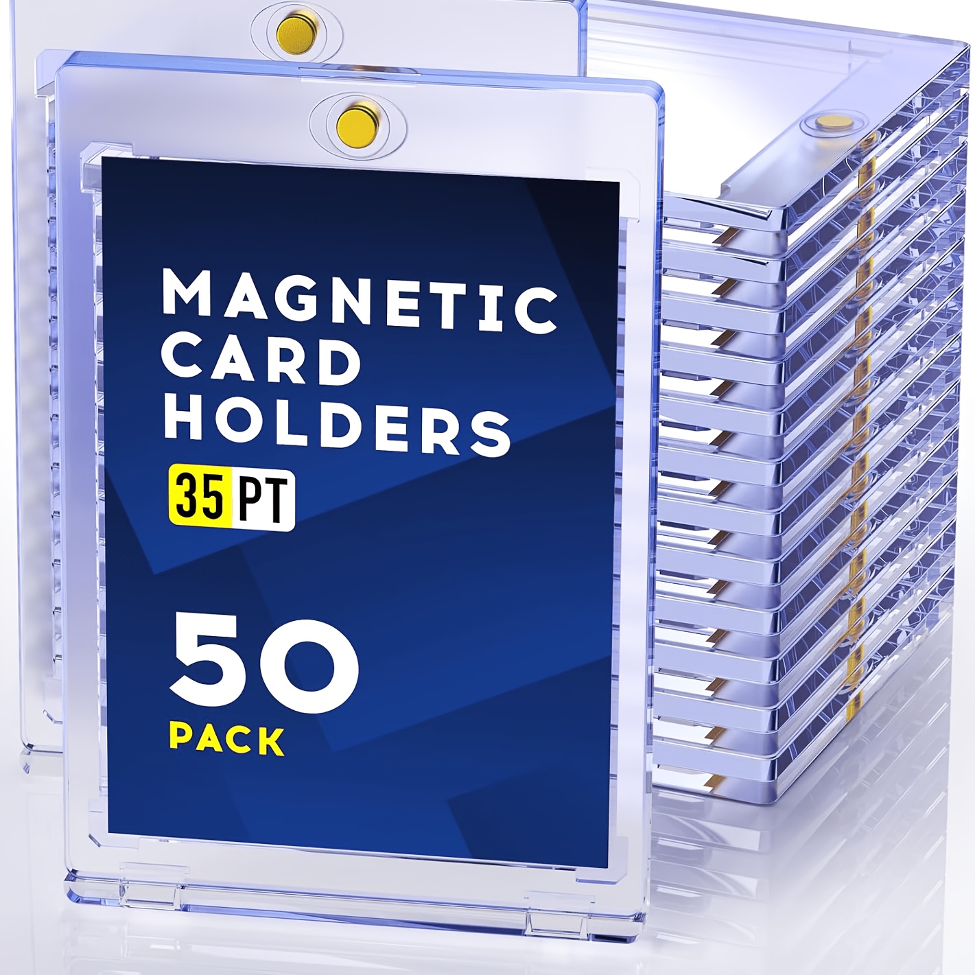 TEMU LOVFEN, 200pcs Porte-Cartes Magnétiques, 25/50/100/200Ct, Topload, 35Pt pour Cartes à Collectionner, Protège-Cartes Plastique Rigide, Protection