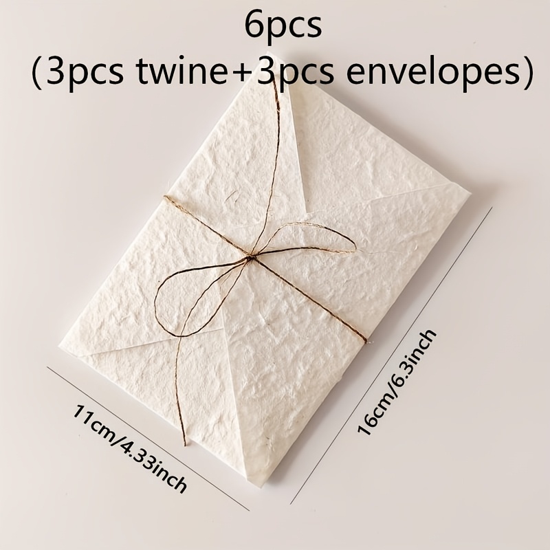 TEMU This Set Includes 14pcs (7 Envelopes + 7 Ropes) Or 6pcs (3 Envelopes + 3 Ropes) Items, With Twine And Handmade White Paper Envelopes, Envelope