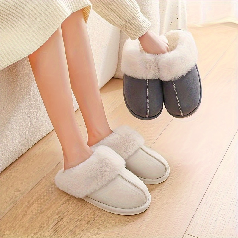 

Cozy & Stylish Women's Plush Slippers - Solid Color, Warm Fleece For Winter Comfort