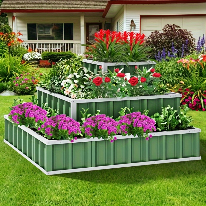 

Homiflex 46.3"x46.3"x23.6" Raised Garden Bed Kit, Large Outdoor Galvanized Metal Patio Planter Box With 2 Gloves For Plants Vegetables Flowers