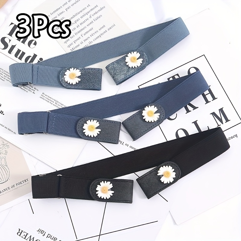 Image of 3/5pcs Invisible Elastic Belt - Elastic Comfortable Belt For Jeans, Unisex Design, , Suitable For Casual Wear, Casual Wear Additions | Slim Belt |