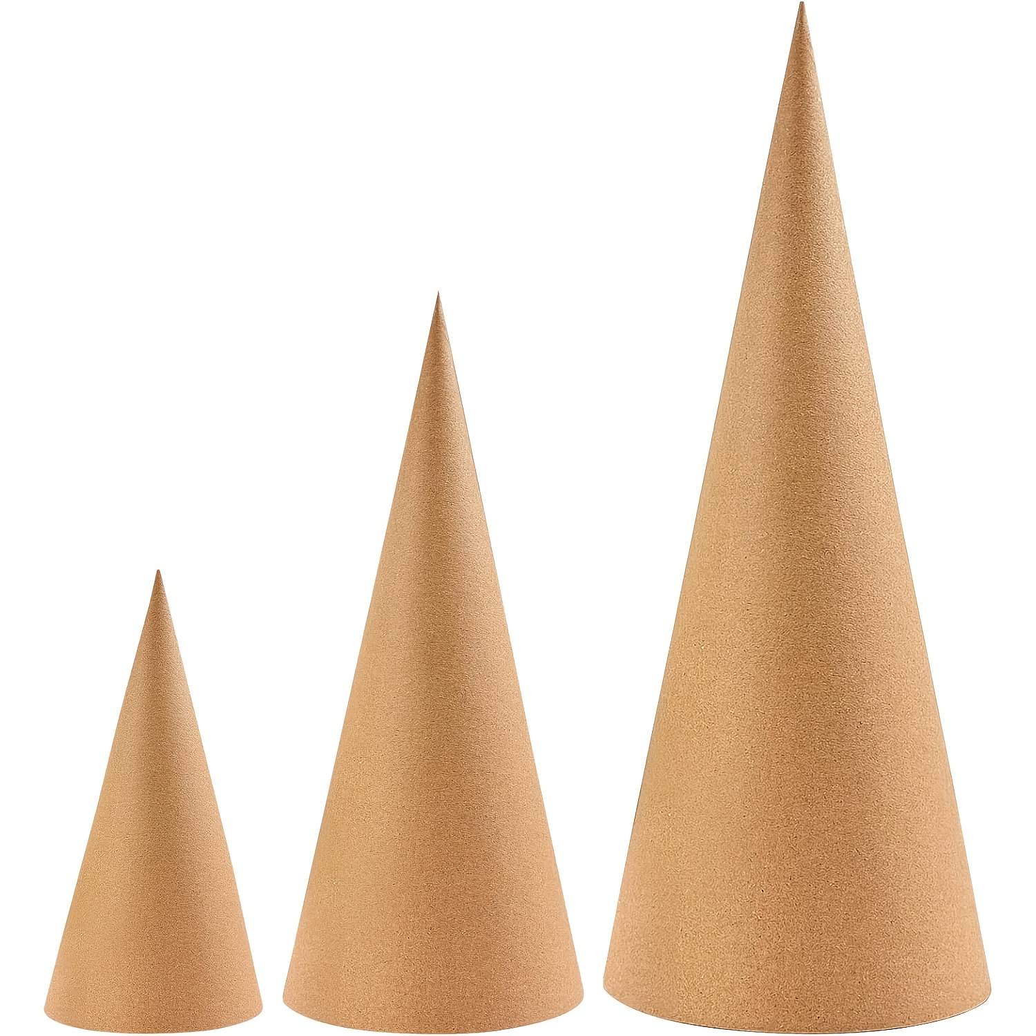 TEMU 3pcs Paper Mâché Cones With Open Bottom, Extra Thick Cardboard Cones For Crafts Paper Cones For Christmas Valentine Gnomes Christmas Tree