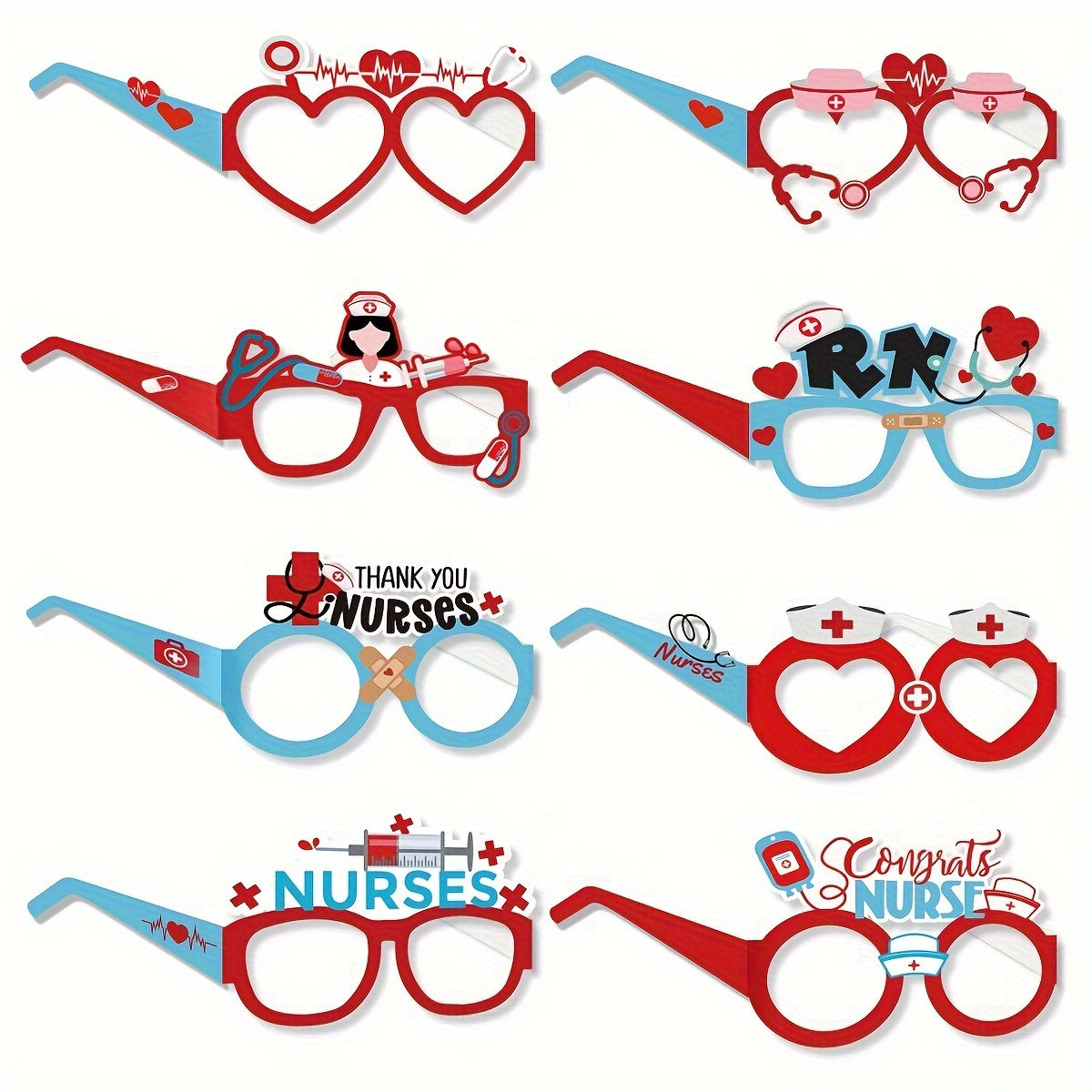 

8pcs Nursing Glasses Nurse Graduation And Nurse Day Party Decorations Congratulations Nurse Graduation Glasses 2024 Graduation Nursing Day Party Decorations Photo Props Supplies