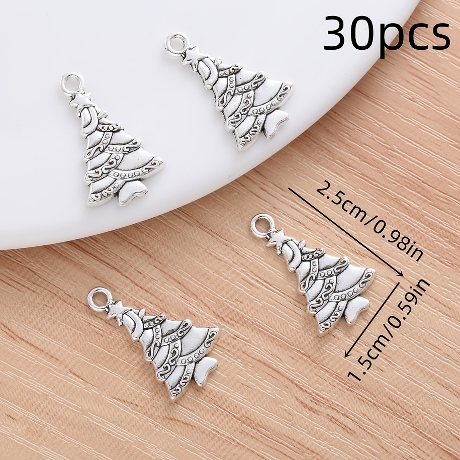 TEMU 30pcs/set Exquisite Christmas Tree Mini Ornaments, Metal Accessories For Christmas Gift Making, Stocking Stuffers, Bracelets, Necklaces,