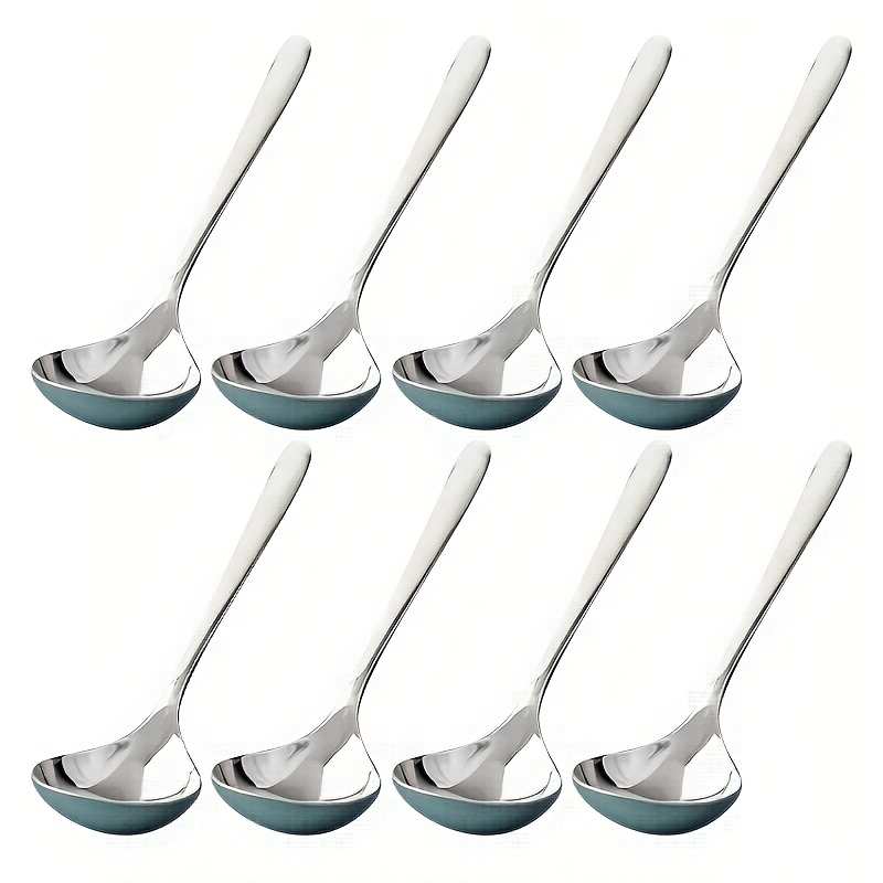 TEMU 4/8/12pcs Durable Stainless Steel Long-handled Soup Spoons, Perfect For Soup, And Hot Pot Restaurants, Kitchen Utensil
