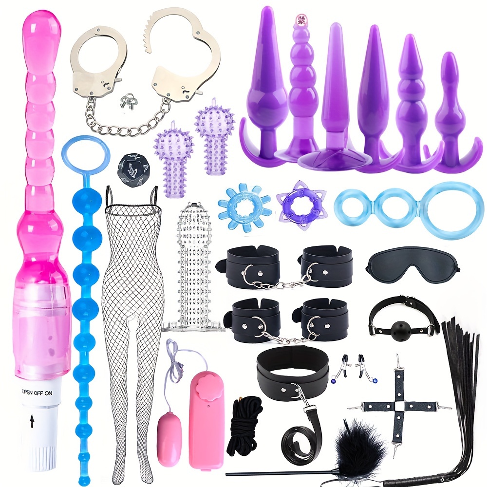 28pcs Sex Bondage BDSM Kit With Anal Plugs Restraints Kit Butt Plug Couples Sex Toys Kinky Things For Women Couples